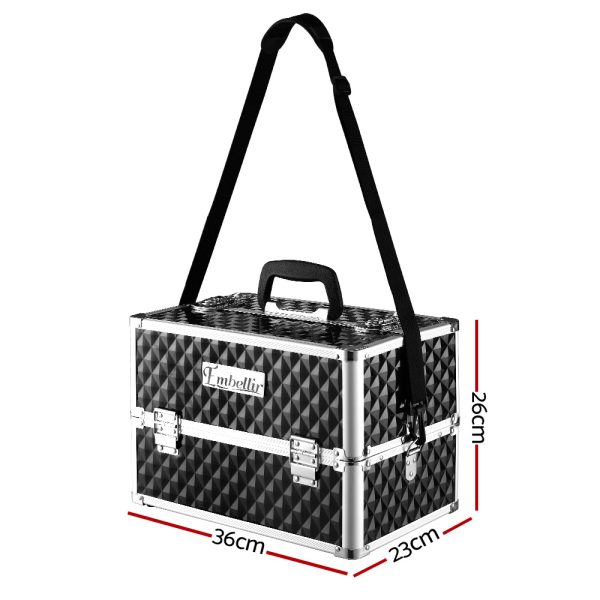 Embellir Portable Cosmetic Beauty Makeup Case - Diamond Black - Image 2