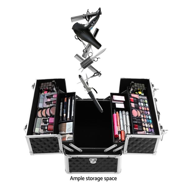 Embellir Portable Cosmetic Beauty Makeup Case - Diamond Black - Image 5