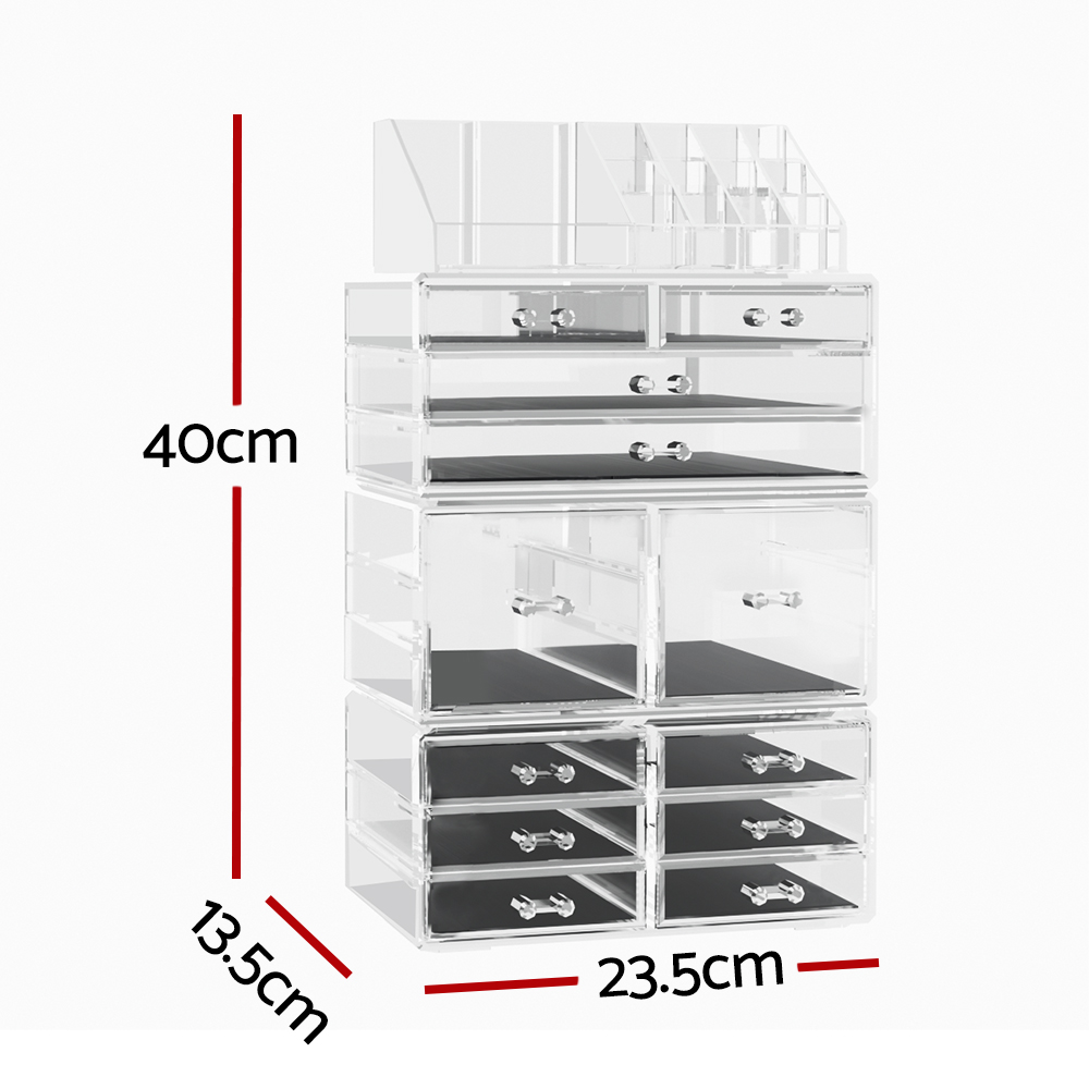 Embellir Makeup Case Acrylic Cosmetic Organizer Storage Box Jewellery Holder - Image 2