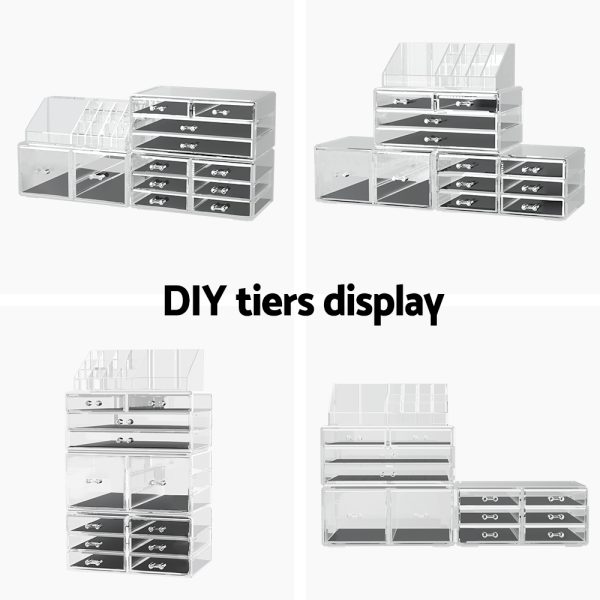 Embellir Makeup Case Acrylic Cosmetic Organizer Storage Box Jewellery Holder - Image 4