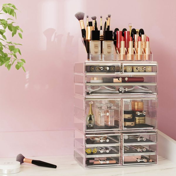 Embellir Makeup Case Acrylic Cosmetic Organizer Storage Box Jewellery Holder - Image 7