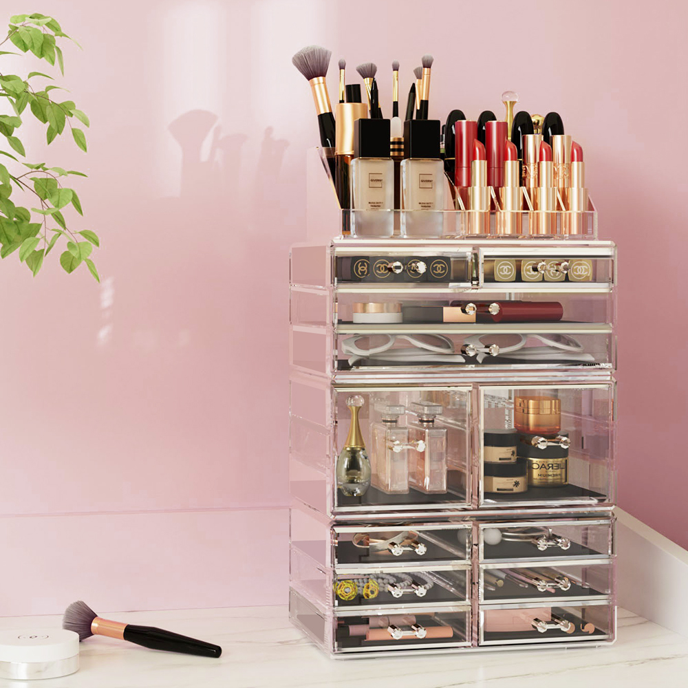 Embellir Makeup Case Acrylic Cosmetic Organizer Storage Box Jewellery Holder - Image 7