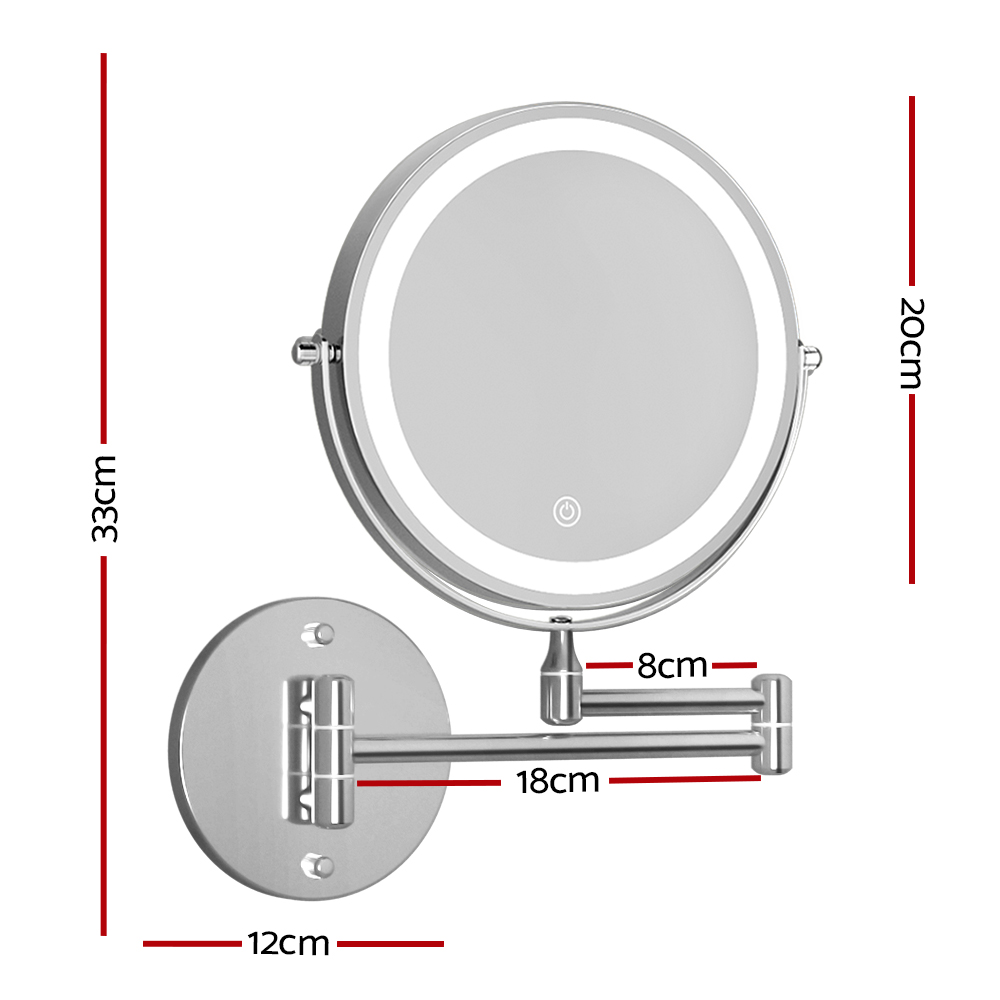 Embellir Extendable Makeup Mirror 10X Magnifying Double-Sided Bathroom Silver - Image 2