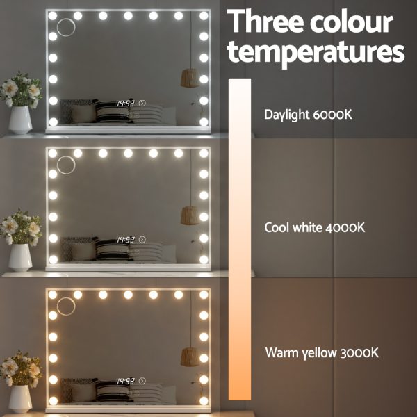 Embellir Makeup Mirror 80x60cm Hollywood Vanity with LED Light Tabletop White - Image 6