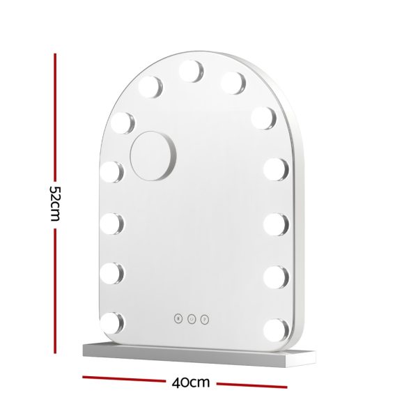 Embellir Makeup Mirror 40x50cm Dressing Vanity LED Bulb Light with 5x Magnification White Arch - Image 2