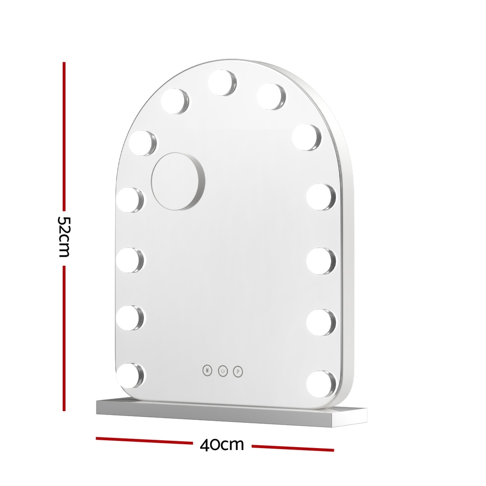Embellir Makeup Mirror 40x50cm Dressing Vanity LED Bulb Light with 5x Magnification White Arch - Image 2