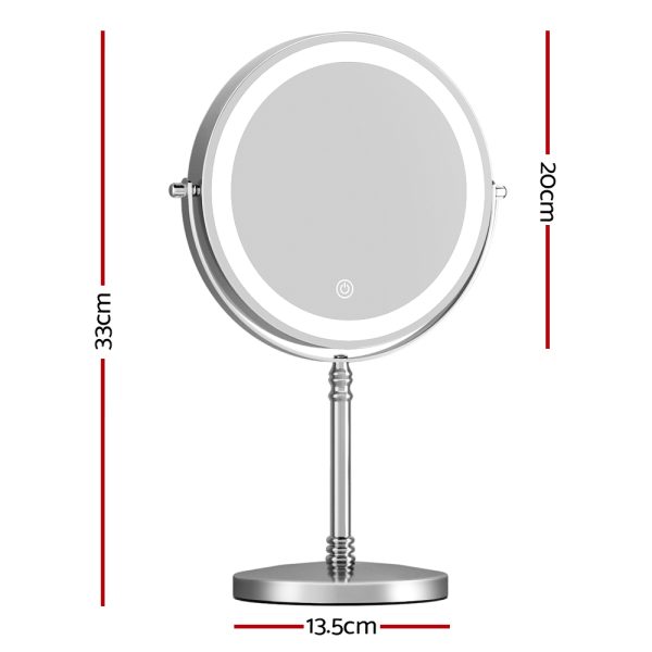 Embellir Makeup Mirror 20x20cm 10X Magnifying with LED Light Rotation Tabletop - Image 2