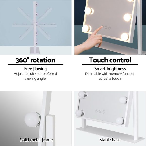 Embellir Makeup Mirror 30x41cm Hollywood Vanity with LED Light Rotation Tabletop - Image 6