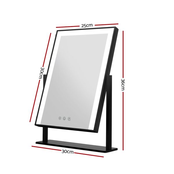 Embellir Makeup Mirror 25x30cm Hollywood Vanity with LED Light Rotation Black - Image 2