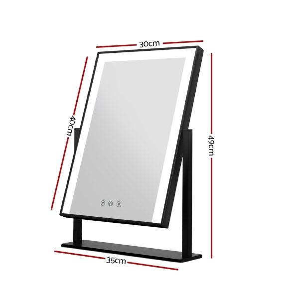 Embellir Makeup Mirror 30x40cm Hollywood Vanity with LED Light Rotation Black - Image 2