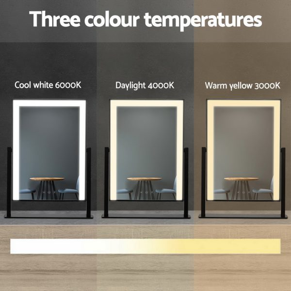Embellir Makeup Mirror 30x40cm Hollywood Vanity with LED Light Rotation Black - Image 4
