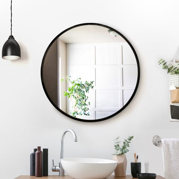 Embellir Wall Mirror Makeup 50cm Home Decor Framed Mirrors Bathroom Round Black - Image 7