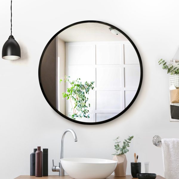 Embellir Wall Mirror Makeup 60cm Home Decor Framed Mirrors Bathroom Round Black - Image 7