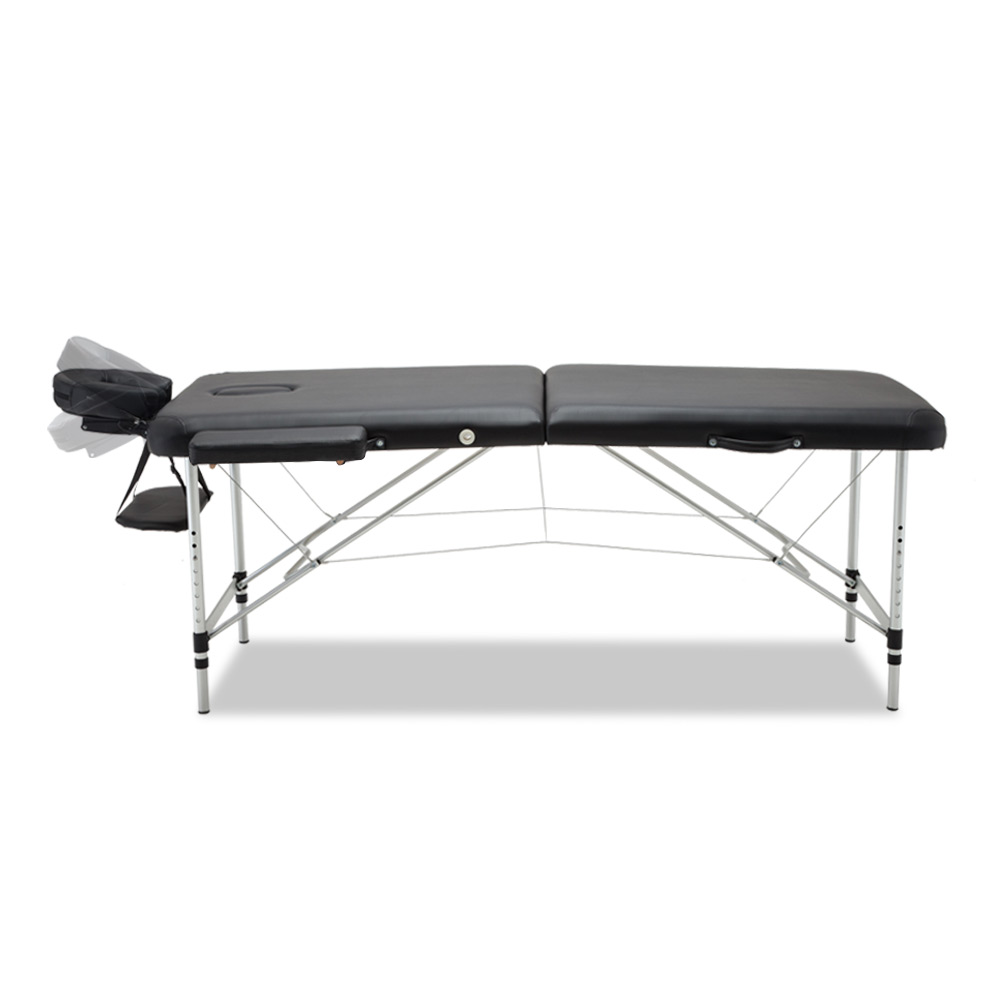 Zenses Massage Table 70cm Portable 2 Fold Aluminium Beauty Bed Black - Image 3
