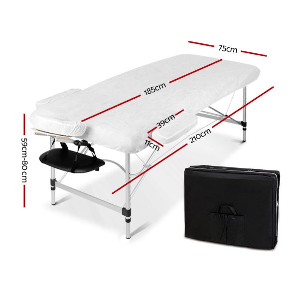 Zenses Massage Table 75cm Portable 2 Fold Aluminium Beauty Bed Black - Image 2