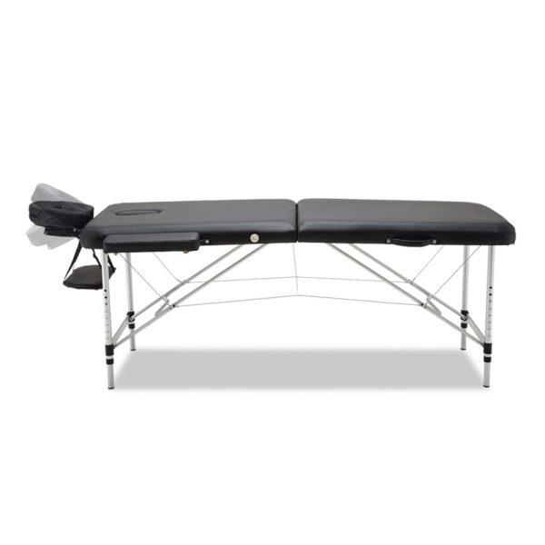 Zenses Massage Table 75cm Portable 2 Fold Aluminium Beauty Bed Black - Image 3