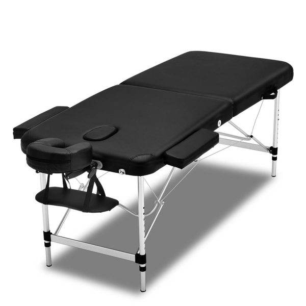 Zenses Massage Table 75cm Portable 2 Fold Aluminium Beauty Bed Black - Image 8