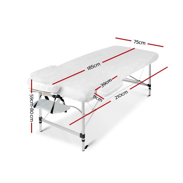 Zenses Massage Table 75cm Portable 2 Fold Aluminium Beauty Bed White - Image 2