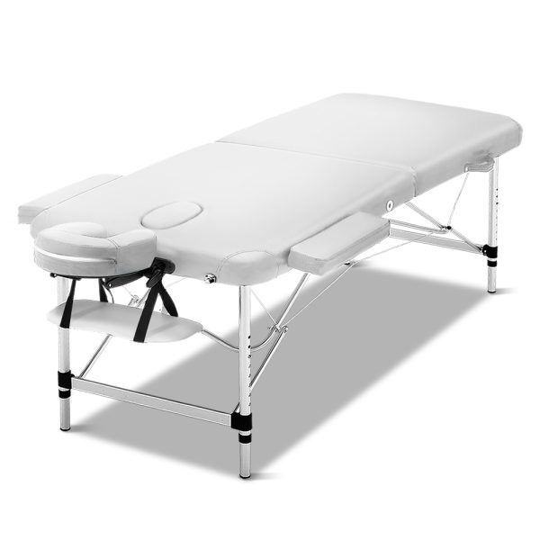 Zenses Massage Table 75cm Portable 2 Fold Aluminium Beauty Bed White - Image 8