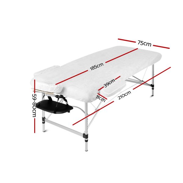 Zenses Massage Table 75cm Portable 3 Fold Aluminium Beauty Bed Black - Image 2