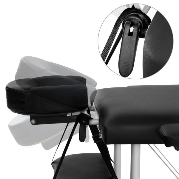 Zenses Massage Table 75cm Portable 3 Fold Aluminium Beauty Bed Black - Image 7
