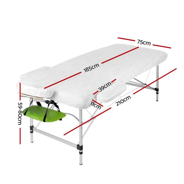 Zenses Massage Table 75cm Portable 3 Fold Aluminium Beauty Bed Green - Image 2