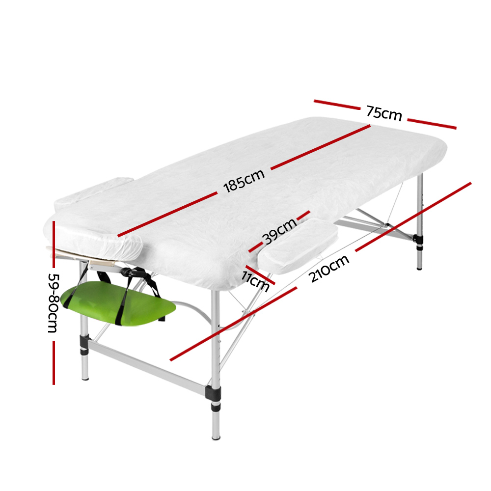Zenses Massage Table 75cm Portable 3 Fold Aluminium Beauty Bed Green - Image 2