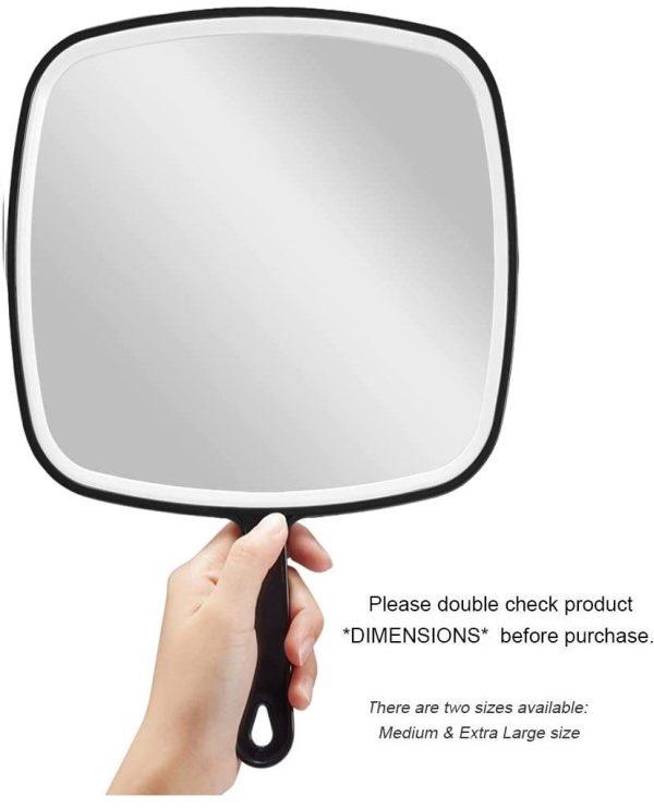 Extra Large Black Handheld Mirror with Handle (31,5 x 23 cm) - Image 2