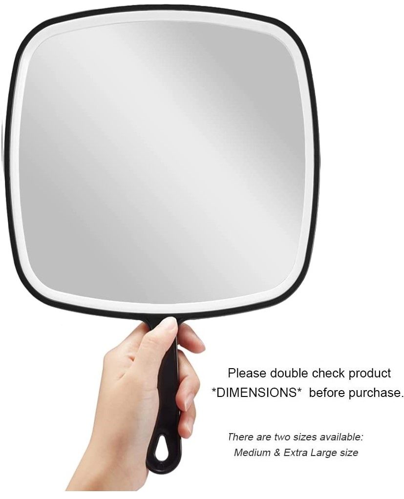 Extra Large Black Handheld Mirror with Handle (31,5 x 23 cm) - Image 2
