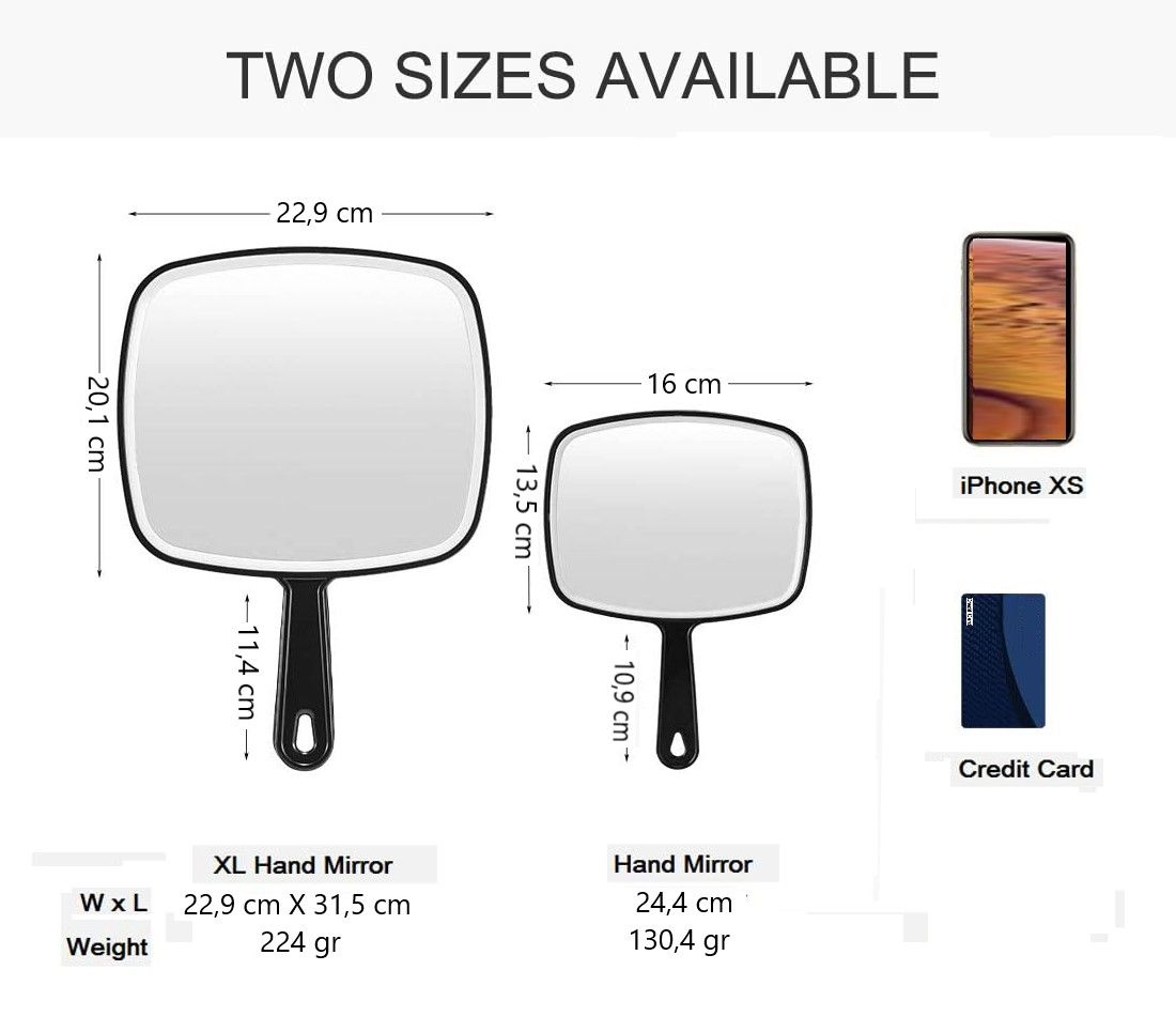 Extra Large Black Handheld Mirror with Handle (31,5 x 23 cm) - Image 3