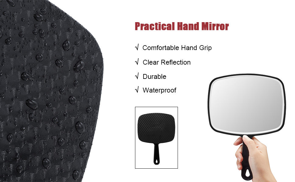 Extra Large Black Handheld Mirror with Handle (31,5 x 23 cm) - Image 9