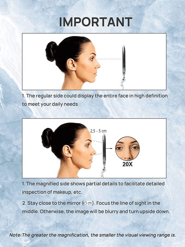 Double-Sided 1X/20X Magnifying Foldable Makeup Mirror for Handheld, Table and Travel Usage - Image 7