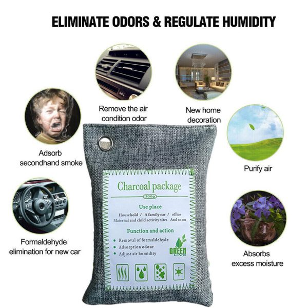 10PCS Air Purifying Bags Activated Bamboo Charcoal Freshener for Car Home Shoes 200g - Image 5