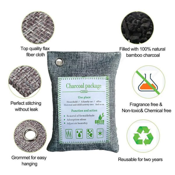 10PCS Air Purifying Bags Activated Bamboo Charcoal Freshener for Car Home Shoes 200g - Image 6
