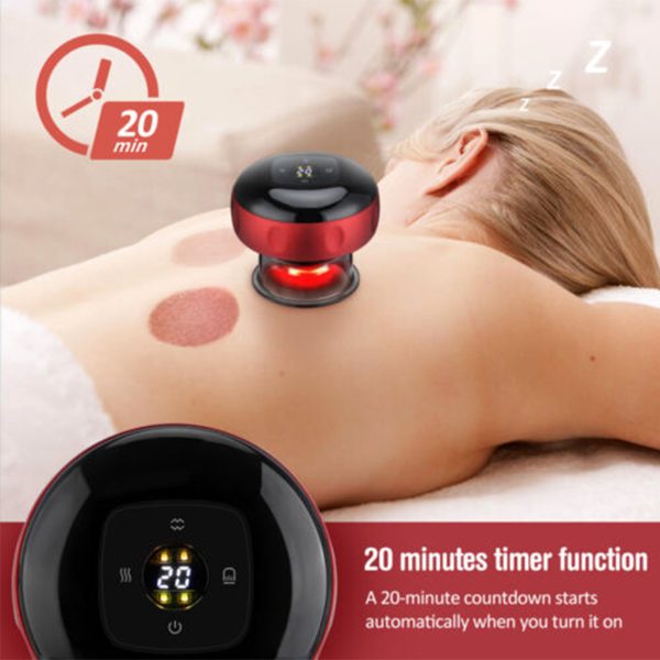 12 levels Electric Cupping Therapy Smart Scraping Massager Red Light Heating Body Slimming Red - Image 2