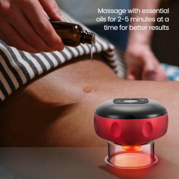 12 levels Electric Cupping Therapy Smart Scraping Massager Red Light Heating Body Slimming Red - Image 3