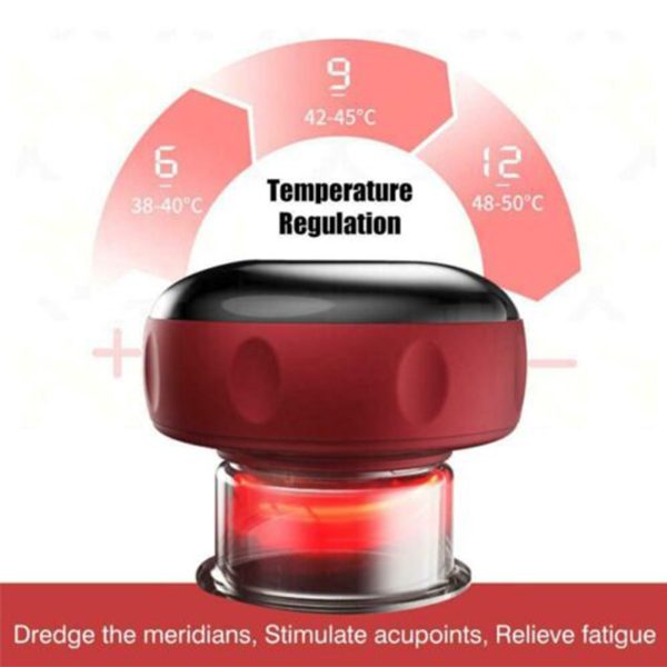 12 levels Electric Cupping Therapy Smart Scraping Massager Red Light Heating Body Slimming Red - Image 4