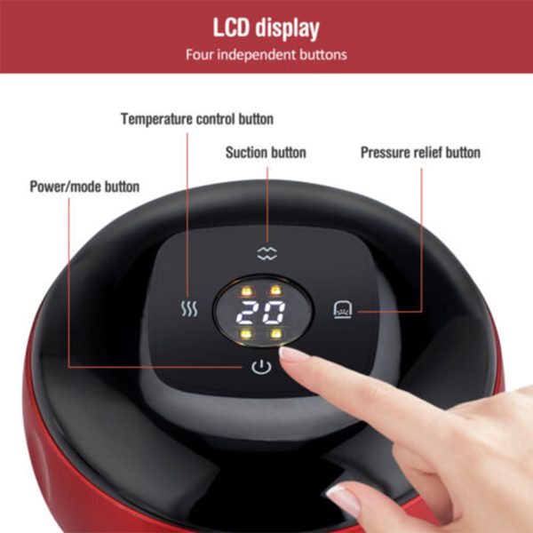 12 levels Electric Cupping Therapy Smart Scraping Massager Red Light Heating Body Slimming Red - Image 8