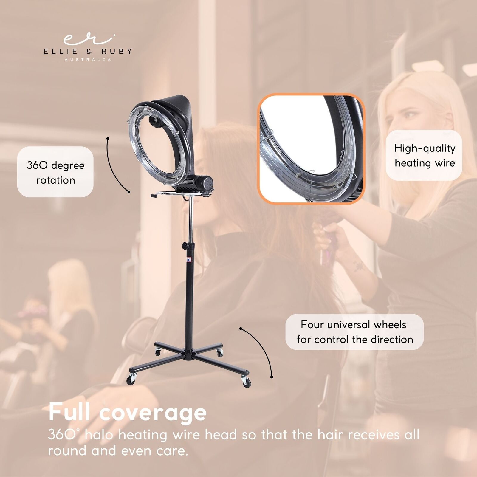 New Standing Hair Dryer Accelerator Colour 360 Rotating Halo Rolling Salon Equipment - Image 5