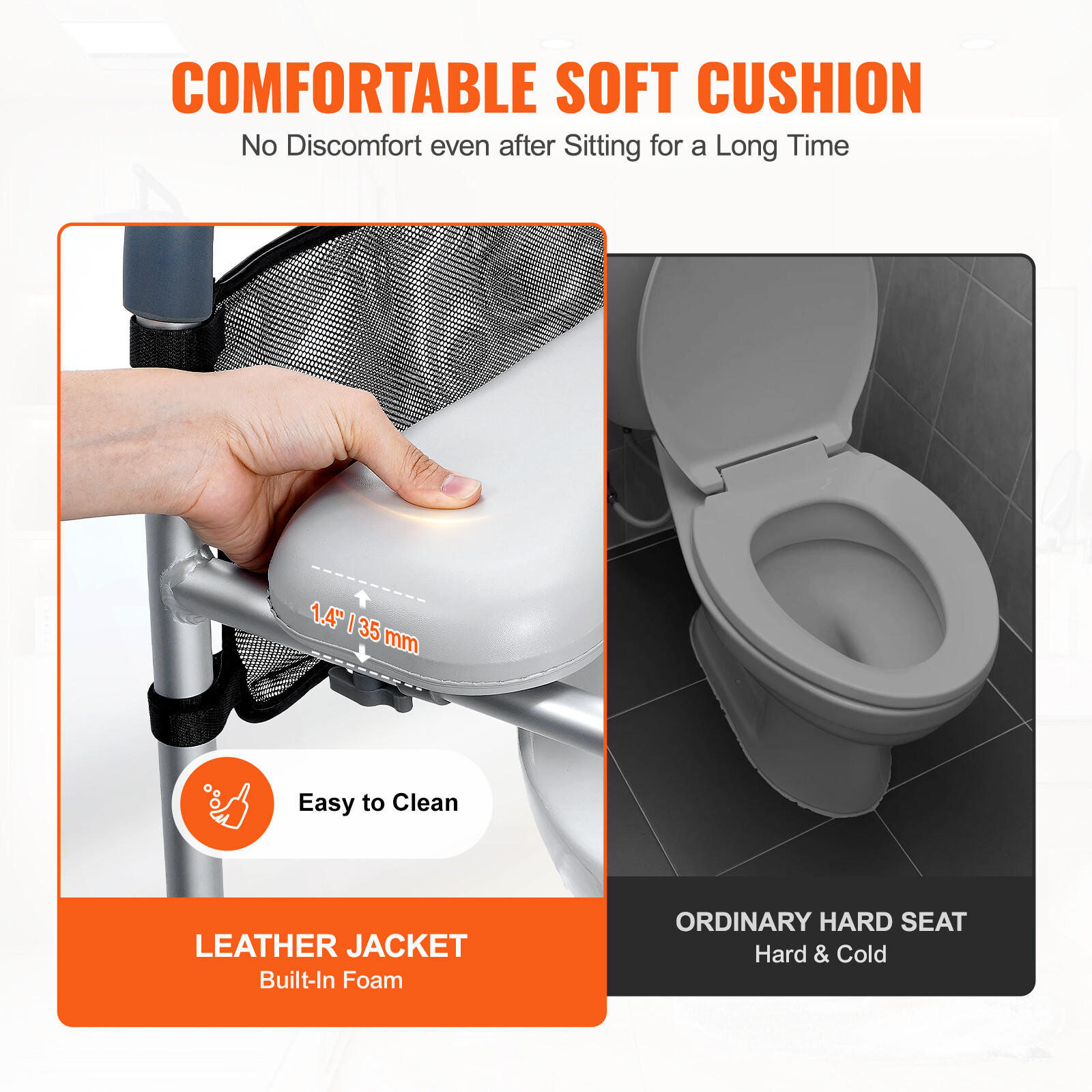 Upgrade Raised Toilet Seat 19.3"-25.2" 150kg Universal Toilet Riser for Elderly - Image 2