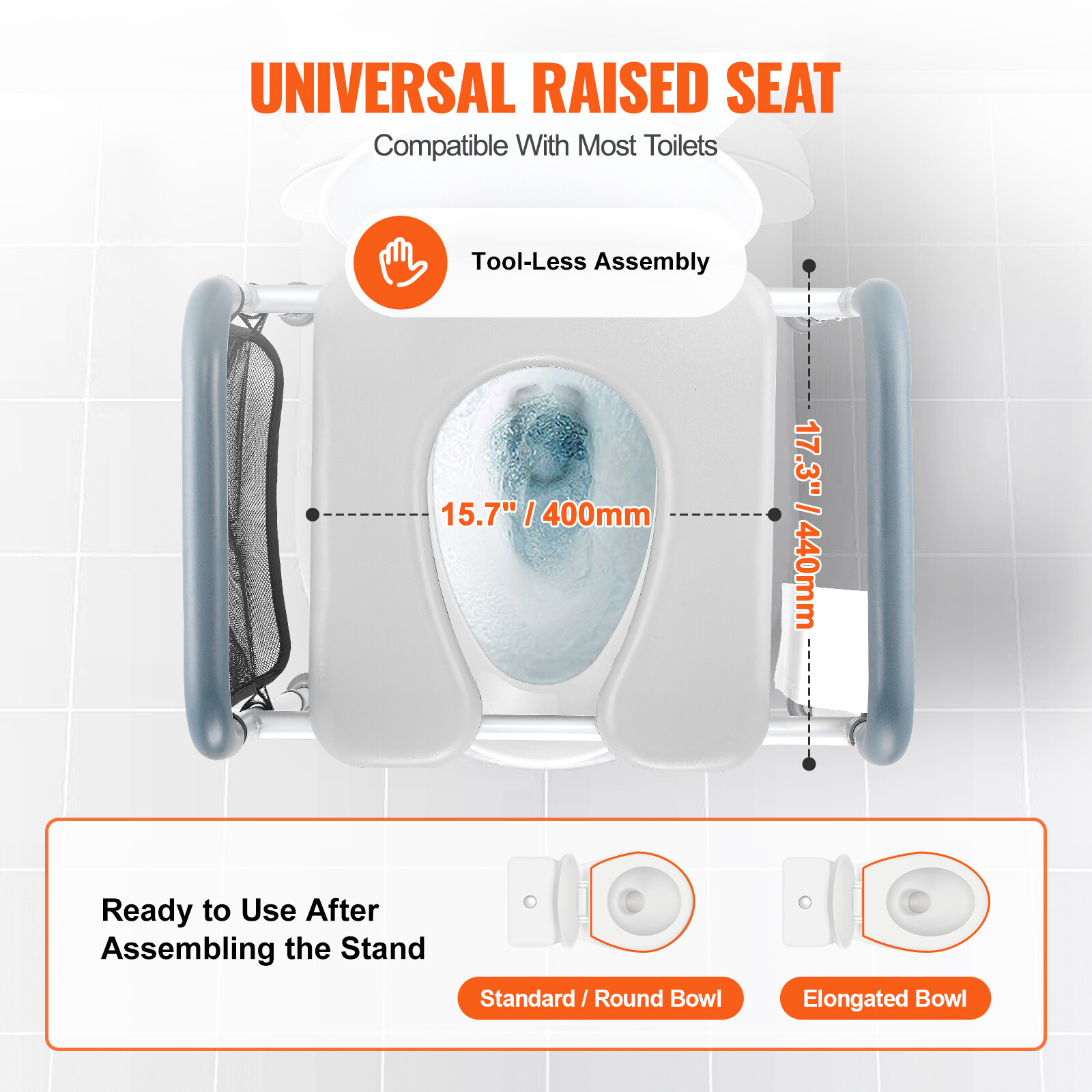 Upgrade Raised Toilet Seat 19.3"-25.2" 150kg Universal Toilet Riser for Elderly - Image 7
