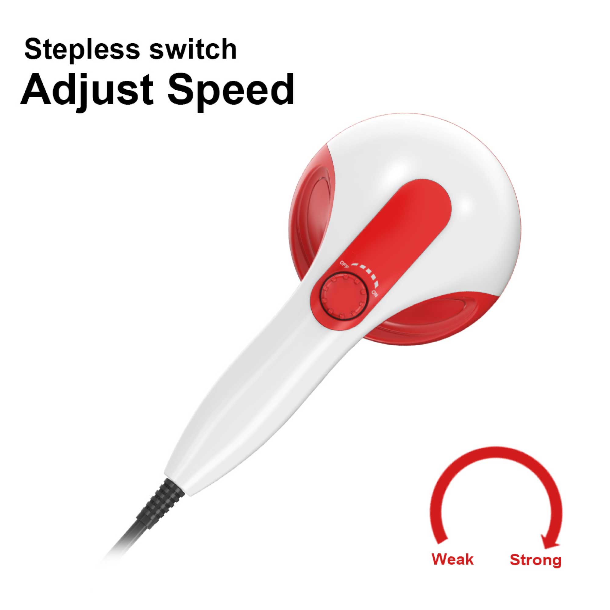 Handheld Vibration Massager Red - 4 Interchangeable Heads Adjustable Speed - Image 4