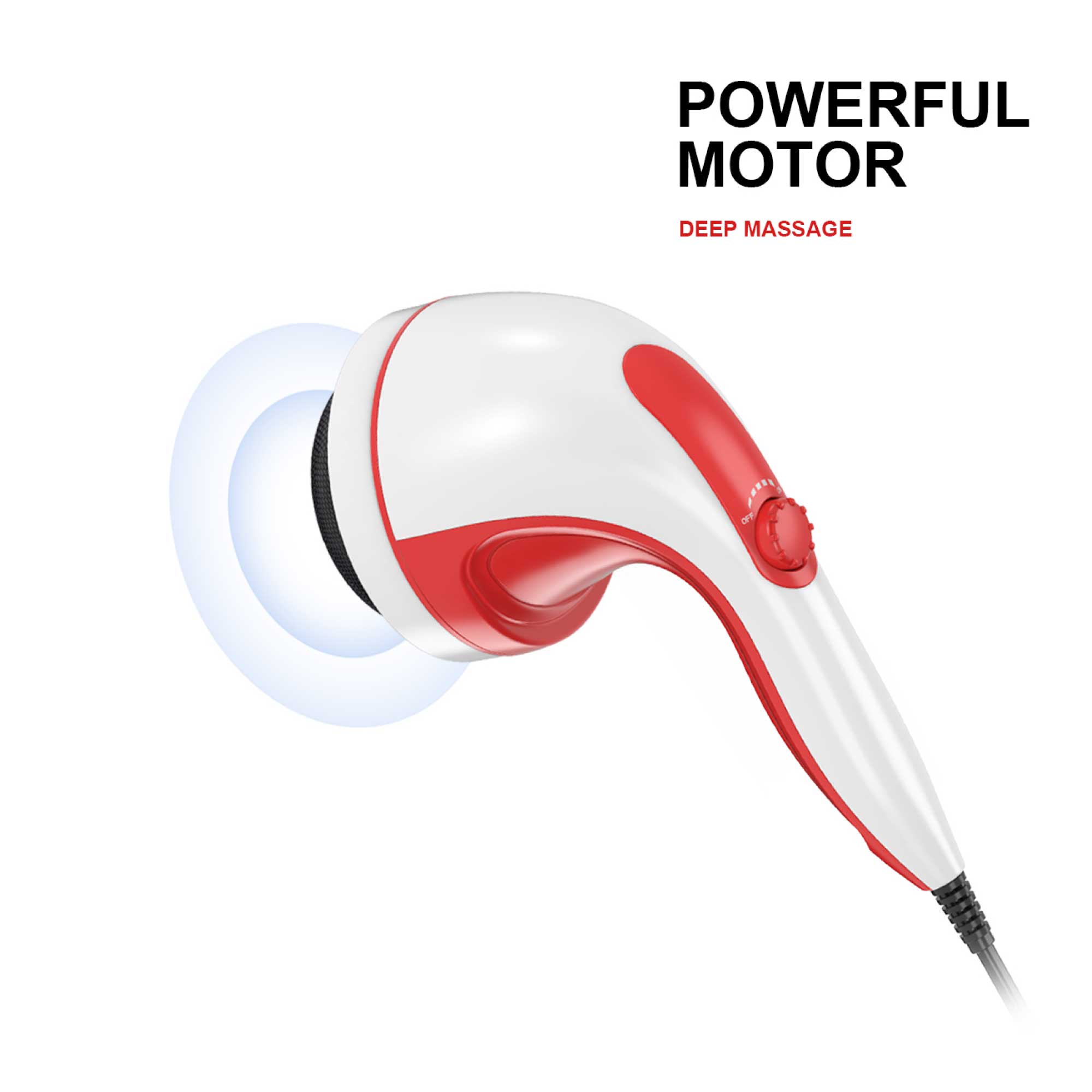 Handheld Vibration Massager Red - 4 Interchangeable Heads Adjustable Speed - Image 5