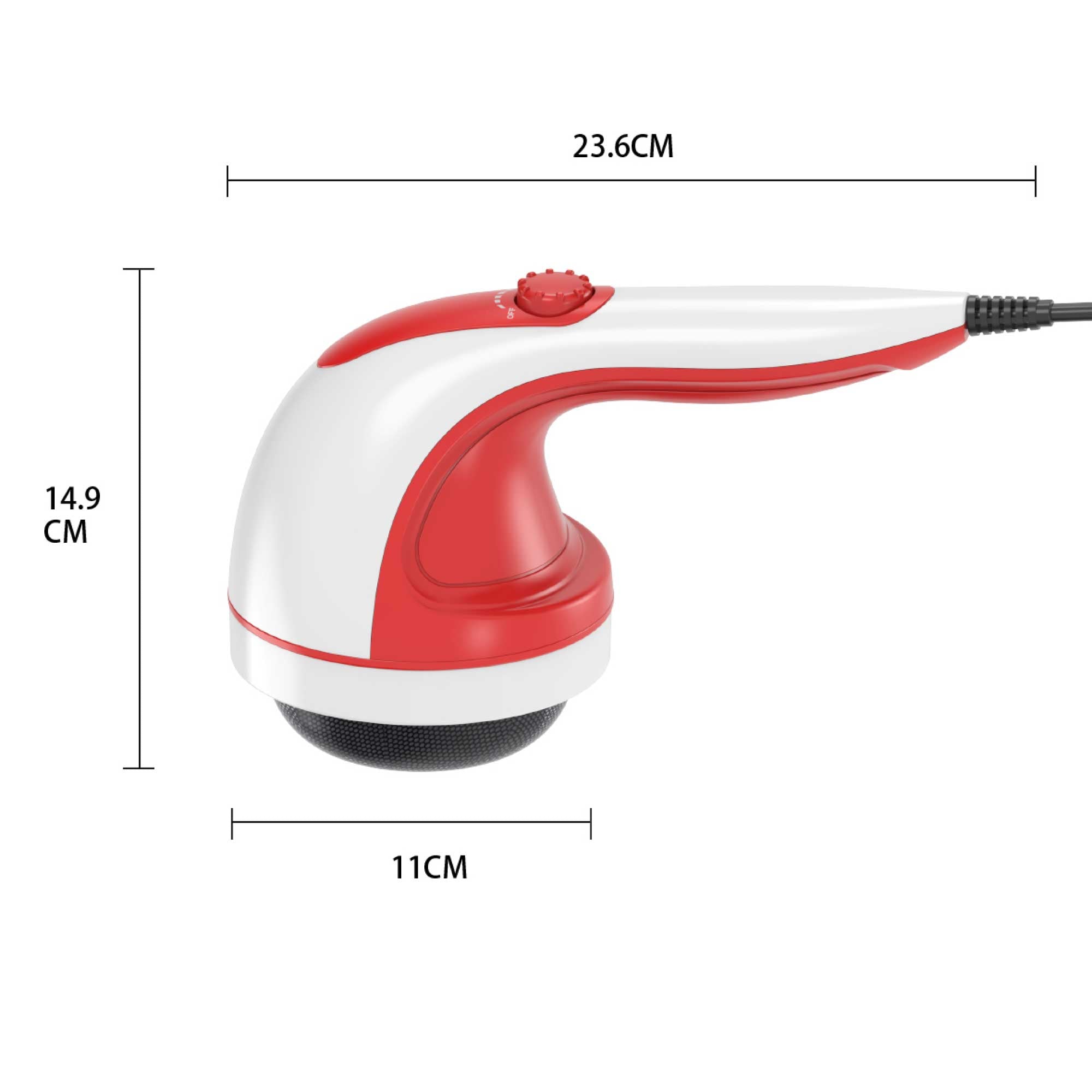 Handheld Vibration Massager Red - 4 Interchangeable Heads Adjustable Speed - Image 6