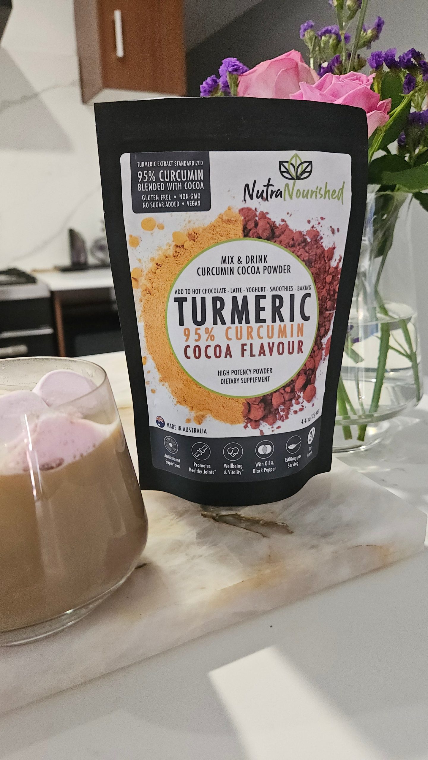 95% Organic Curcumin Extract Cocoa Flavour - Turmeric Powder With Black Pepper - Organic and with Black Pepper, 125g - Image 7