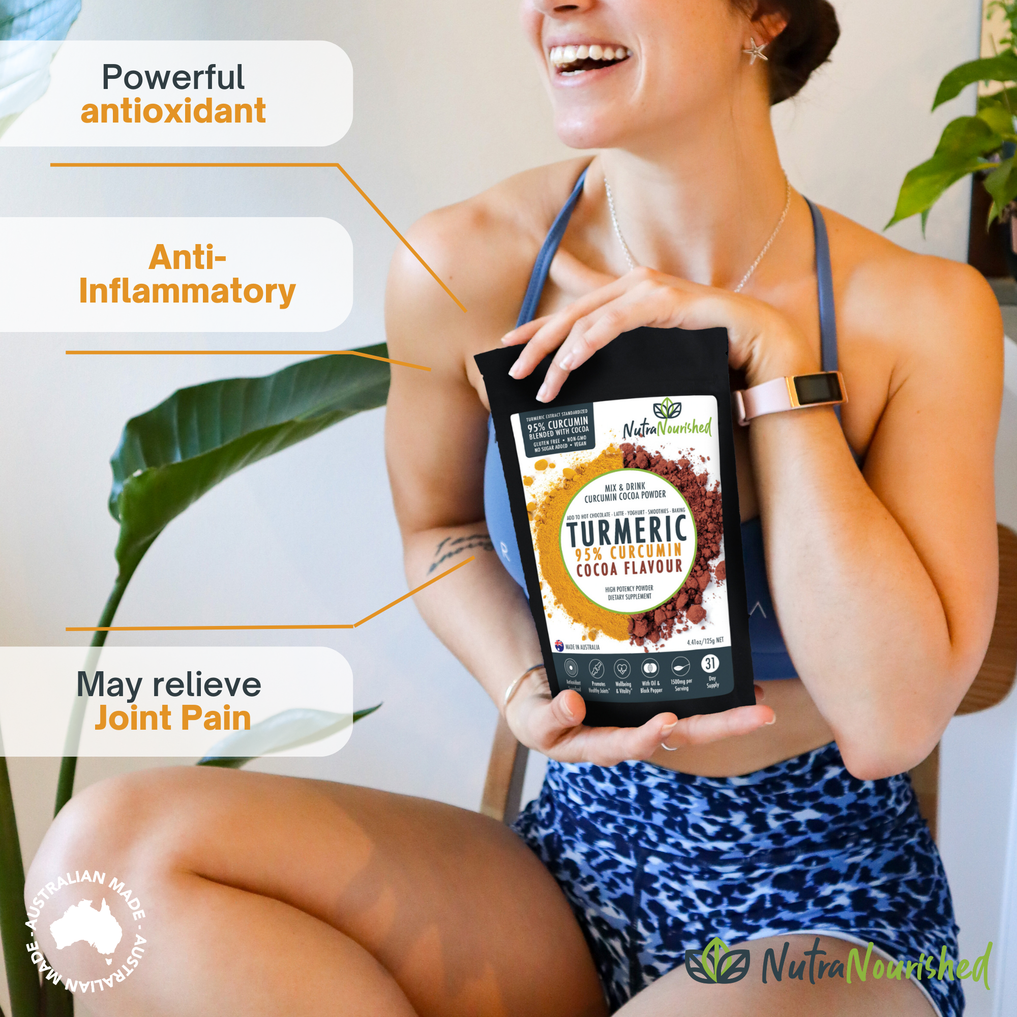 95% Organic Curcumin Extract Cocoa Flavour - Turmeric Powder With Black Pepper - Organic and with Black Pepper, 125g - Image 8