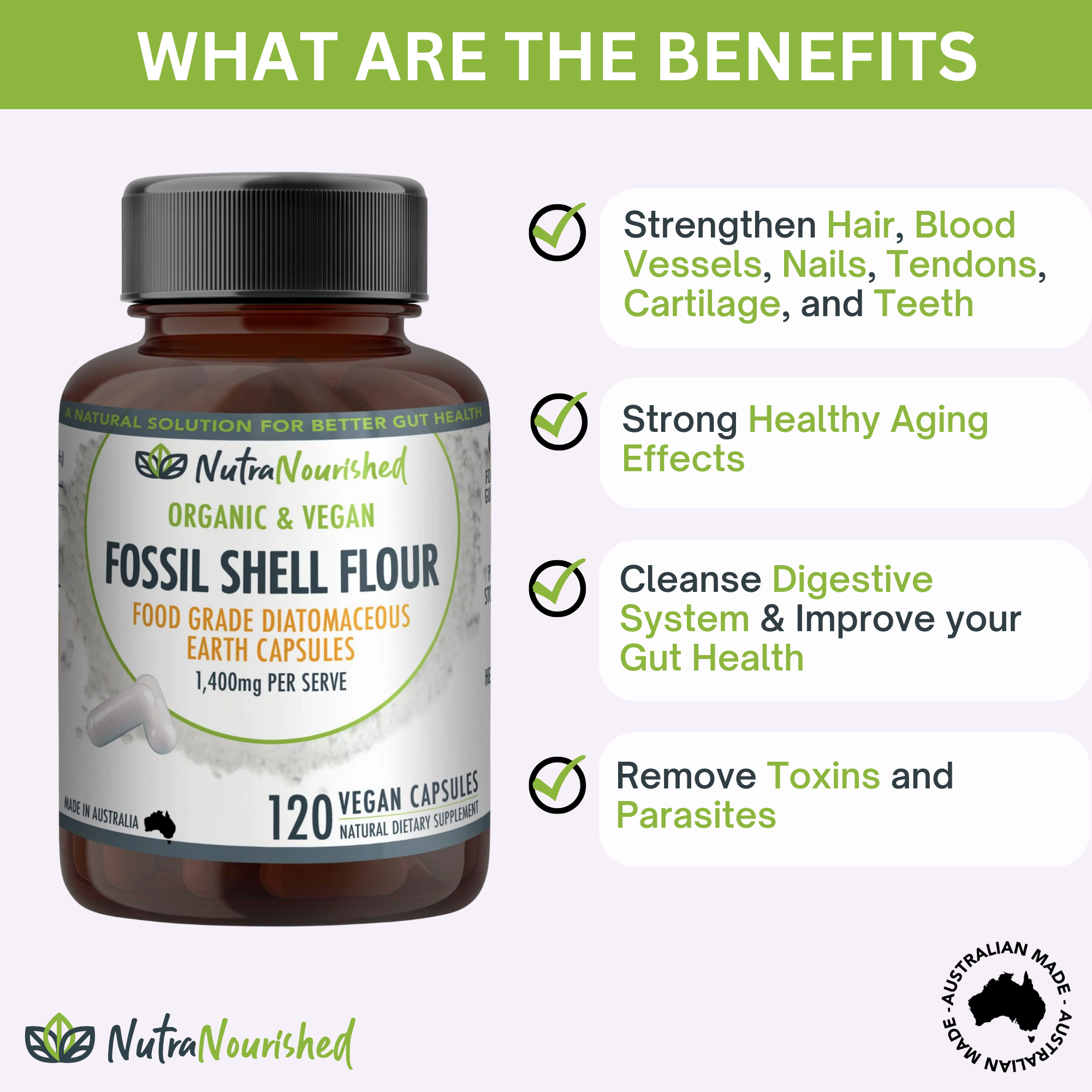 Fossil Shell Flour Capsules (vegan)- Food Grade Diatomaceous Earth 120 caps - Image 3