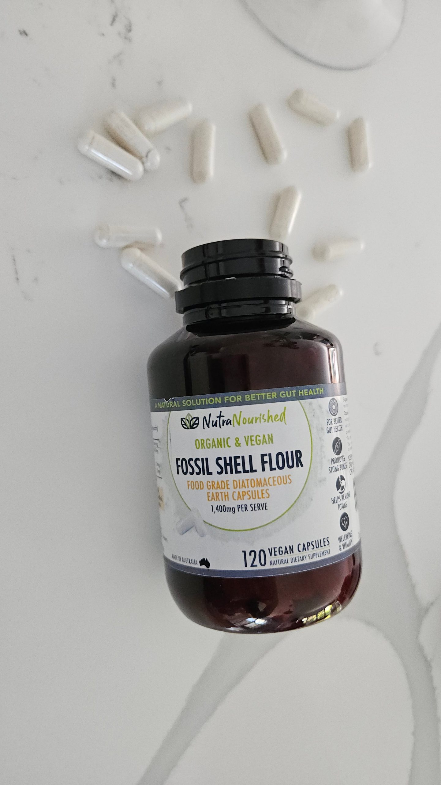 Fossil Shell Flour Capsules (vegan)- Food Grade Diatomaceous Earth 120 caps - Image 10