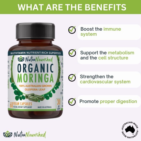 VALUE BUNDLE: Organic Pure Moringa Leaf Capsules - Australian Grown - 2 x 60 Vegan Capsules (2 Months Supply) - Image 2