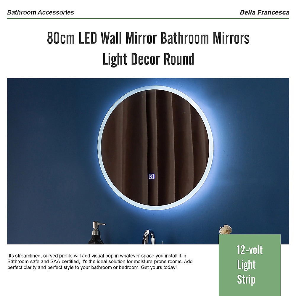 90cm LED Wall Mirror Bathroom Mirrors Light Decor Round - Image 9
